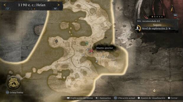 Nioh 3 - Arrepticios del Purgatorio de Sagano, ubicaci�n del Karasu Tengu en la zona de las amritas al sur del Horiike de Higashiyama