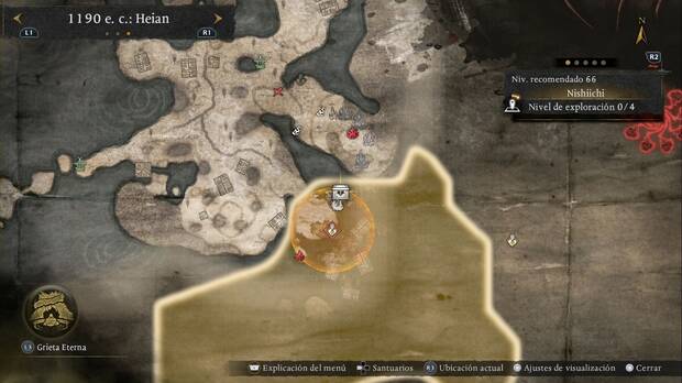 Nioh 3 - Cofres de Nishiichi, ubicaci�n de la pagoda semihundida del noroeste donde hay un cofre