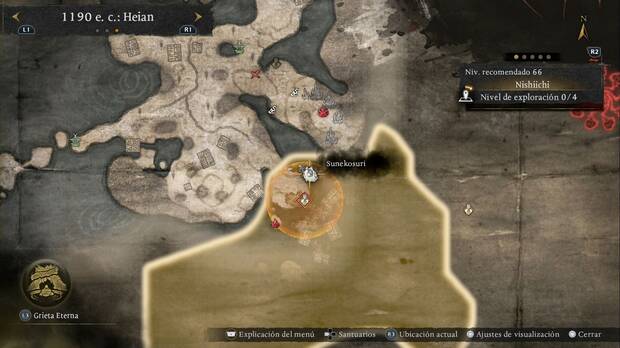 Nioh 3 - Sunekosuri en Nishiichi, ubicaci�n del sunekosuri en la pagoda semihundida de la costa noroeste