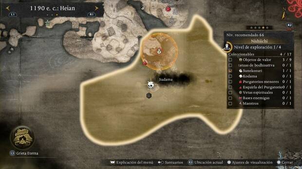 Nioh 3 - Sudama en Nishiichi, ubicaci�n del sudama de la isla en la zona sur de la regi�n, donde hay una veta espiritual