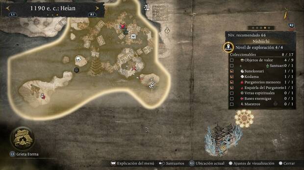 Nioh 3 - Amritas de Nishiichi, ubicaci�n de las amritas de la esquina sudeste, pasado el purgatorio menor de la regi�n