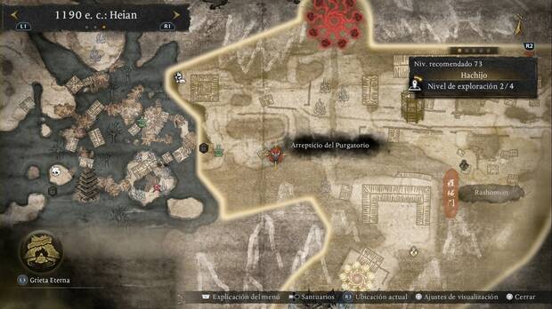 Nioh 3 - Arrepticios del Purgatorio en Hachijo, ubicaci�n del arrepticio kappa en un tejado de la zona oeste