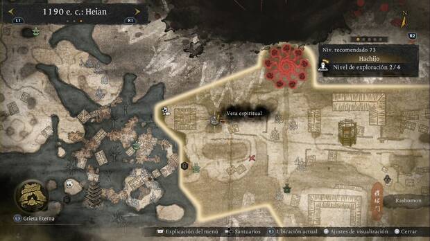 Nioh 3 - Vetas espirituales de Hachijo, ubicaci�n de la veta de carrera huracanada en la esquina noreste de la regi�n