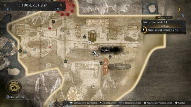 Nioh 3 - Chijiko de Hachijo, ubicaci�n del chijiko de la zona central de la ciudad