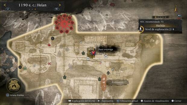 Nioh 3 - Bases enemigas de Hachijo, ubicaci�n de la base yokai en la zona norte de la  ciudad