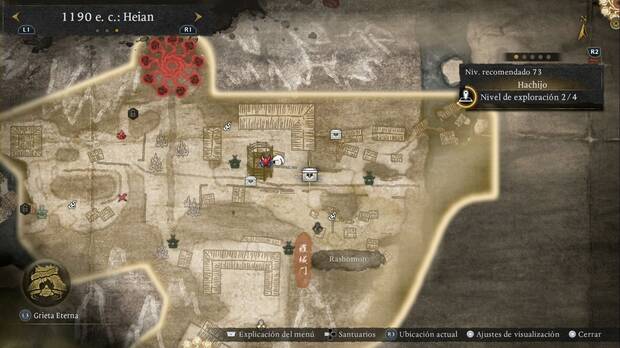 Nioh 3 - Cofres en Hachijo, ubicaci�n del cofre en la zona norte, a la derecha de la entrada de la base enemiga de la ciudad