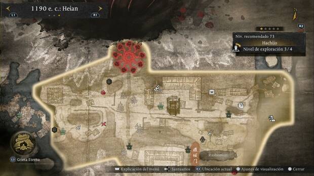 Nioh 3 - Amrita de Hachijo, ubicaci�n de la amrita en la esquina noroeste de la base enemiga del norte