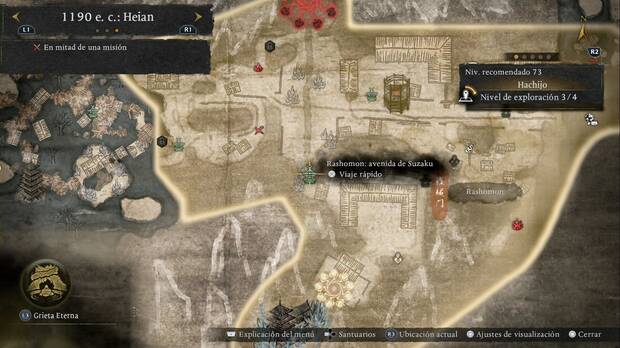 Nioh 3 - Santuarios de Hachijo, ubicaci�n de Rashomon: avenida de Suzaku