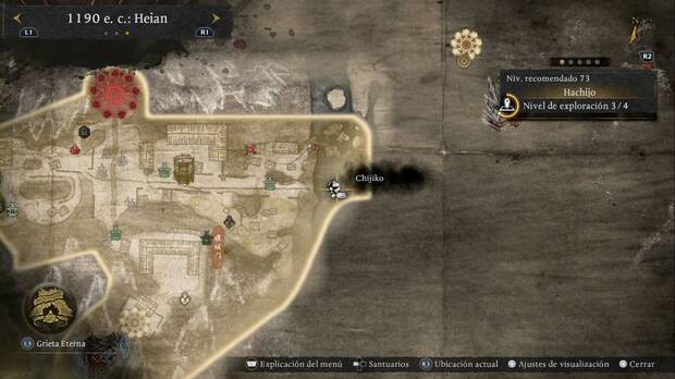 Nioh 3 -  Chijiko de Hachijo, ubicaci�n del chijiko de la esquina nordeste de la ciudad, al sur del puente que lleva a Rokuhara