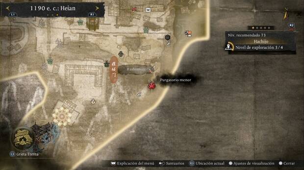 Nioh 3 - Purgatorios menores de Hachijo, ubicaci�n del purgatorio al sudeste de la ciudad