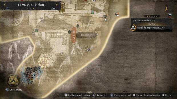 Nioh 3 - Amrita de Hachijo, ubicaci�n de la amrita de la esquina sudeste, tras la esquirla  del purgatorio menor