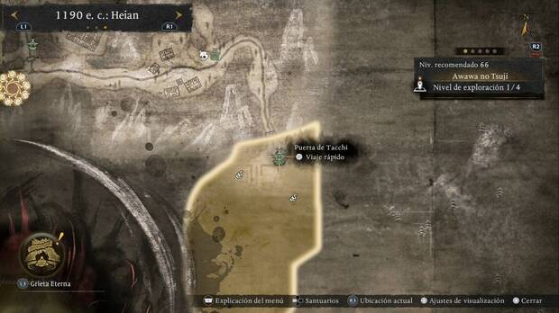 Nioh 3 - Santuarios de Awawa no Tsuji, ubicaci�n del santuario Puerta de Tacchi al norte de la  regi�n