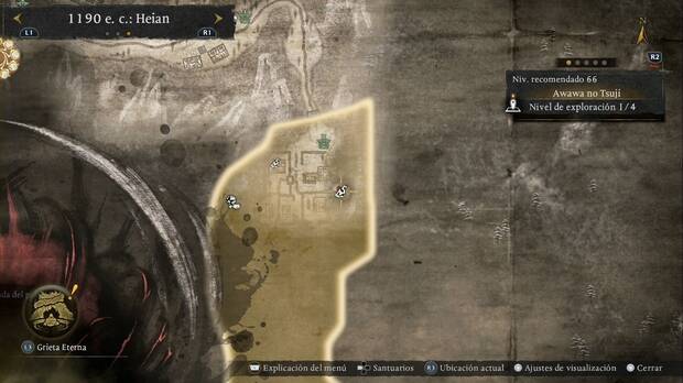 Nioh 3 - Amrita de Awawa no Tsuji, ubicaci�n de la amrita de uno de los callejones del nordeste