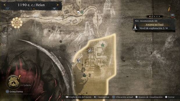 Nioh 3 - Amrita de Awawa no Tsuji, ubicaci�n de la amrita en una casa tras una puerta cerrada en la esquina noroeste de la regi�n