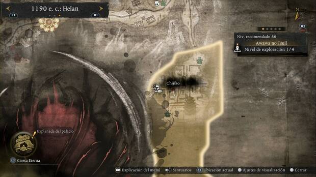 Nioh 3 - Chijiko de Awawa no Tsuji, ubicaci�n del chijiko al noroeste de la regi�n, al oeste de las casas de la zona norte