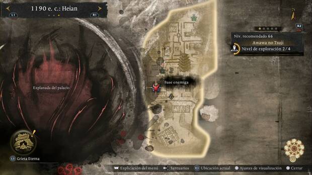 Nioh 3 - Bases enemigas en Awawa no Tsuji, ubicaci�n de la base enemiga de la zona central de la zona residencial