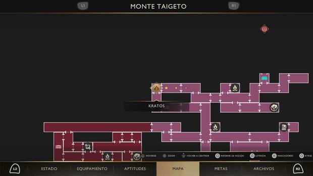 God of War Sons of Sparta - Ubicaci�n en el mapa de la esfera bermell�n de Monte Taigeto