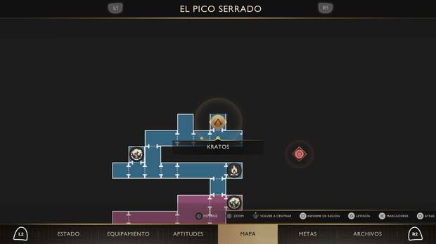 God of War Sons of Sparta - Ubicaci�n en el mapa de la esfera bermell�n de El pico serrado