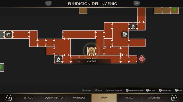 God of War Sons of Sparta - Ubicaci�n en el mapa de la esfera bermell�n de Fundici�n del Ingenio