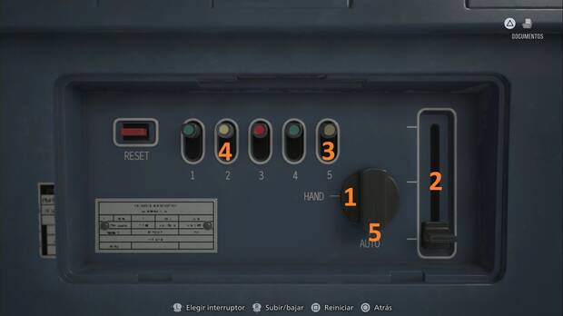 Resident Evil Requiem - Puzle de la Caja de transporte de órganos, interfaz del cierre de la caja de transporte de órganos con indicaciones para la solución