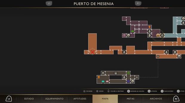 God of War Sons of Sparta - Ubicaci�n en el mapa del jefe Escolopendra