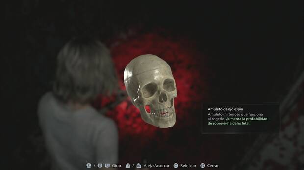 Resident Evil Requiem - Centro de pacientes (III), amuleto de ojo espía en el inventario, nada más cogerlo de los restos del Chunk