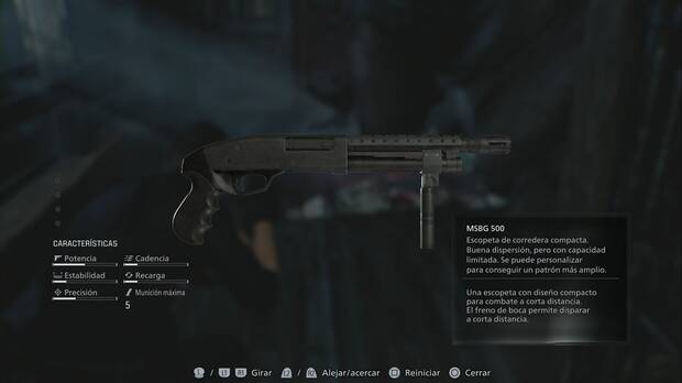 Resident Evil Requiem - Armas, MSBG 500 de Leon en el inventario
