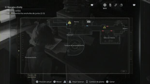 Resident Evil Requiem - Centro de pacientes (V), ubicaci�n del tanque de procesamiento en la zona suroeste de los t�neles