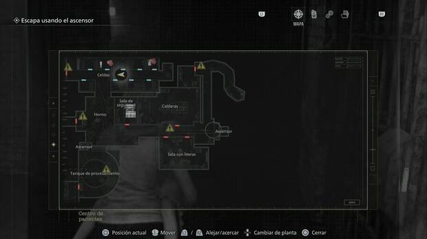 Resident Evil Requiem - Centro de pacientes (V), ubicaci�n del ascensor en la esquina sudeste de la zona del s�tano