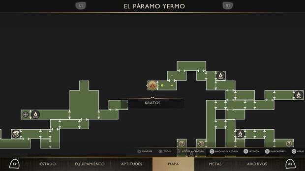 God of War Sons of Sparta - Ubicaci�n en el mapa de la esfera bermell�n de El p�ramo yermo