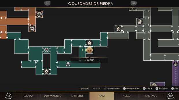 God of War Sons of Sparta - Ubicaci�n en el mapa de la esfera bermell�n de Oquedades de Piedra
