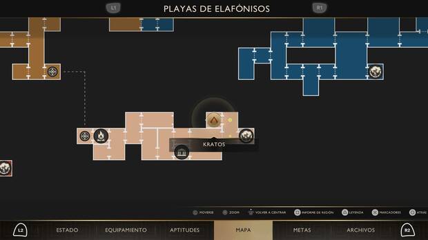 God of War Sons of Sparta - Ubicaci�n en el mapa de la esfera bermell�n de Playas de Elaf�nisos