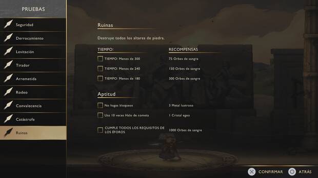 God of War Sons of Sparta - Detalles, objetivos y recompensas de las pruebas de los éforos