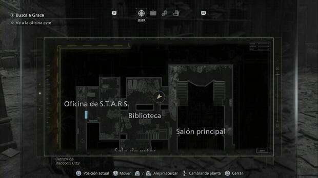 Resident Evil Requiem - R.P.D., ubicaci�n de la Biblioteca en la zona oeste de la primera planta
