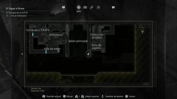 Resident Evil Requiem - R.P.D., ubicación del documento Folleto de la ciudad en la pasarela sudeste de la primera planta de la comisaría