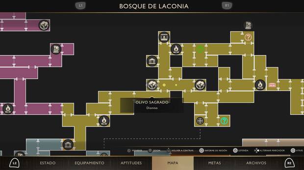 God of War Sons of Sparta - Localización en el mapa del olivo sagrado 02