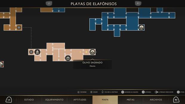 God of War Sons of Sparta - Localización en el mapa del olivo sagrado 22