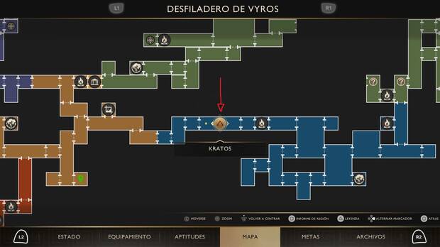 God of War Sons of Sparta - Ubicación en el mapa del jefe Koteros