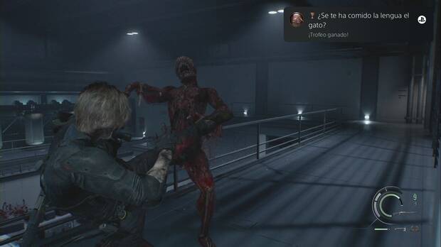 Resident Evil Requiem - ARK (III), Notificación del trofeo ¿Se te ha comido la lengua el gato? conseguido por Leon