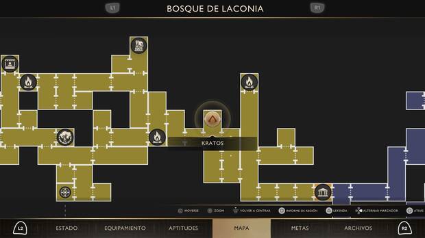 God of War Sons of Sparta - Ubicaci�n en el mapa del campamento de dogm�ticos 01 en la misi�n El precio de la devoci�n