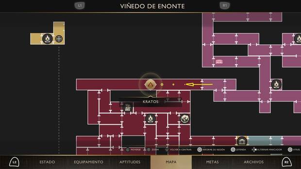 God of War Sons of Sparta - Ubicaci�n en el mapa del campamento de dogm�ticos 02 en la misi�n El precio de la devoci�n