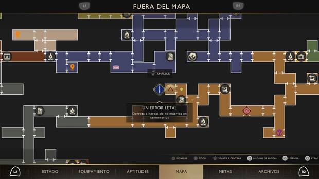 God of War Sons of Sparta - Ubicaci�n en el mapa del cementerio de no muertos 03 de la misi�n Un error letal