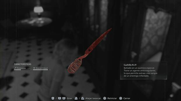 Resident Evil Requiem - Armas especiales de Grace, Cuchillo R.I.P.