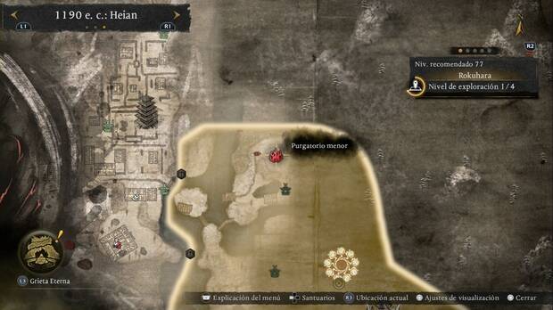 Nioh 3 - Purgatorios menores en Rokuhara, ubicaci�n del purgatorio menor del norte de la regi�n