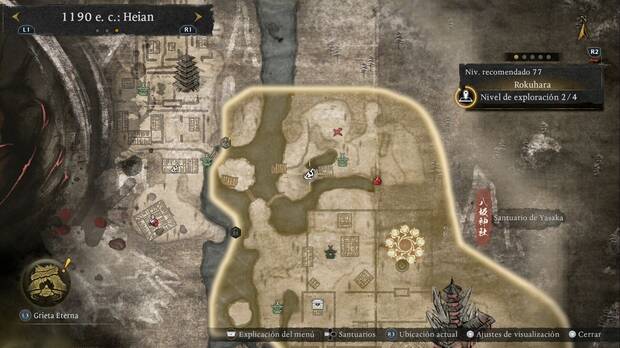 Nioh 3 - Amrita de Rokuhara, ubicaci�n de la amrita en una zona elevada en laparte norte, cerca del santuario de la Arboleda de Gion