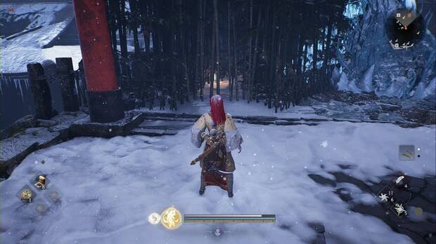 Nioh 3 - Santuario de plumas negras,  bamb� en la zona sudeste del patio principal que lleva a un arrepticio