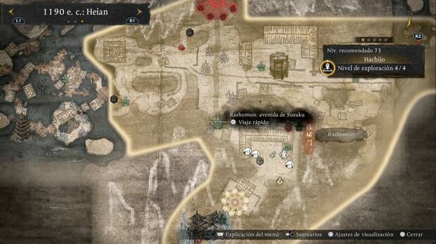 Nioh 3 - El oni de Rashomon: ubicaci�n del santuario Rashomon: avenida de Suzaku donde comienza la submisi�n