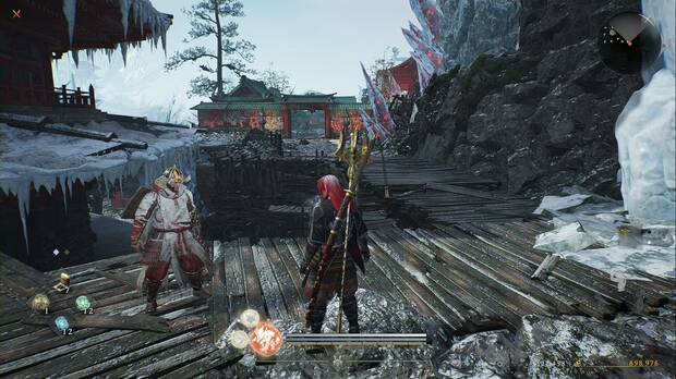 Nioh 3 - Santuario diab�lico  abandonado, puerta abierta en la zona de la cornisa de la primera planta de la pagoda del sudeste del santuario