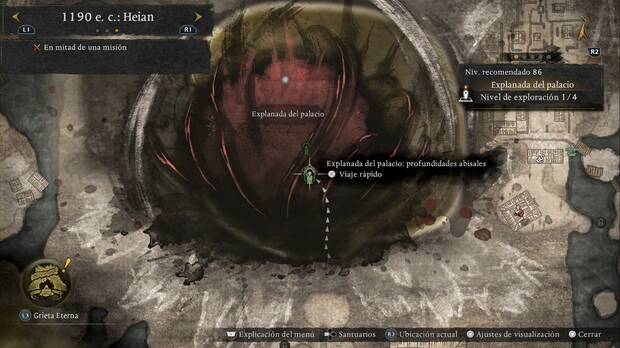 Nioh 3 - Estatuas de bodhisattva en la Explanada del palacio, ubicaci�n de la estatua profundidades abisales