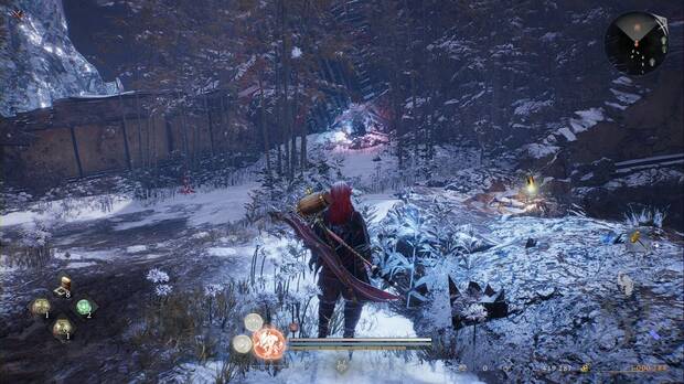 Nioh 3 - Ciudad helada, �rbol ardiente: ubicaci�n del arrepticio Oni carcelero en la zona del tercer cristal que se puede destruir para eliminar los obst�culos de hielo del Purgatorio